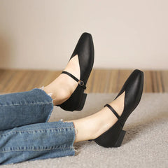Aiertu Woman Spring Casual Square Toe Low Soft Soled Shoes Lolita Ballerina Red Flats Female Elegant French Retro Buckle Mary Janes Aiertu