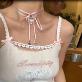 Aiertu - Falling in Love at the Ballet Pink Choker Necklace Kawaii Academia Y2K Cottagecore Coquette Fairycore Dollette Princesscore Aiertu