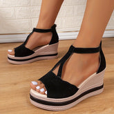 Retro Chunky Platform Gladiator Sandals for Women Plus Size Wedge High Heels Sandals Woman Comfy Peep Toe Platform Sandles 43 Aiertu