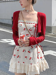 Aiertu Coquette Lace Kawaii Mini Slip Dress Sweet Girls 2024 Summer Sundress Spaghetti Strap Casual Party Dresses Fashion Aiertu