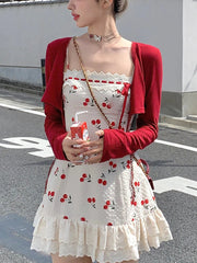 Aiertu Coquette Lace Kawaii Mini Slip Dress Sweet Girls 2024 Summer Sundress Spaghetti Strap Casual Party Dresses Fashion Aiertu