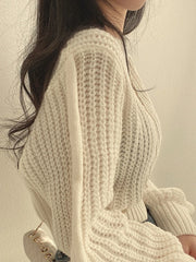 Loose Vintage Harajuku Lantern Long Sleeve Women Sweater Korean Autumn Winter Knitwear Soft Warm Tops Chic Solid Femme Sweater Aiertu
