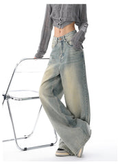 Aiertu American Vintage Y2K Wide Leg High Waist Straight Jeans Pants Women's Casual Baggy Grunge Streetwear Style Denim Trouser Aiertu