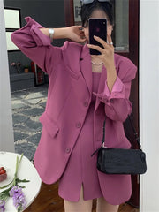 Aiertu Office Ladies Blazer Jacket Women Turn Down Collar Single Breasted Korean Casual White Vintage Outerwear Stylish Tops Aiertu
