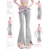 Aiertu Harajuku Streetwear Retro Fashion Women High Waist Jeans Horn Fork Design Wide Leg Straight Loose Denim Trousers Y2K Baggy Pants Aiertu