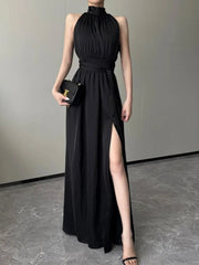Aiertu Vintage Women Casual A-Line Slim Summer Dress Sleeveless Solid Elegant One Pieces Sexy White Black Vestidos Female Clothings Aiertu
