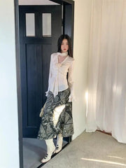 Aiertu Fairycore Style V-neck Shirt Women Long Sleeve Casual Chic Autumn Korean Fashion Blouses Women Elegant Ladies Tops Aiertu