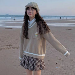 Aiertu Pleated Plaid Skirt Kawaii Preppy Style Women Mini Skirts Vintage Fashion Sweet Korean Style A-line Casual Short Skirt Aiertu