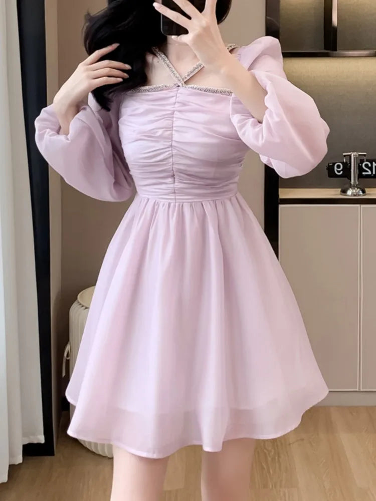 Aiertu Fashion New Women Vintage Elegant Chic Party Dress Long Sleeve Casual Birthday Club Prom Vestidos Female Summer Robe New Clothes Aiertu