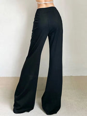 Aiertu Black Grunge Fairy Y2k Pants Fold High Waist Flare Leg Pants Irregular Harajuku Loose Streetwear Ladies Trausers Autumn Aiertu