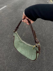 Casual Green Underarm Bag Women New Vintage Hot Girls Leather Solid Shoulder Bag Female Retro Elegant Y2k Handbag Purse Aiertu