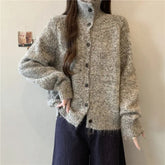 AIERTU - Cardigans Stand Collar Solid Thick Warm Autumn Winter Single Breasted Women Sweaters Korean Fashion Vintage Sueter Mujer Aiertu
