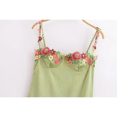 Aiertu New Fashion Women Floral Embroidery Sling Mini Sexy Dresses Summer Party Robe Aiertu