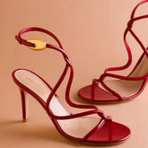 AIERTU - Snake-shaped Laces Thin Heel Women Sandals Round Toe Sexy Women's Stiletto Heel Sandals Versatile Open-Toe Sandals Aiertu