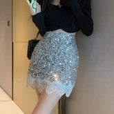 Aiertu NEW YEAR DRESS TO IMPRESS Skirts For Women Sequin Short Lace Mini Woman Skirt Harajuku Stylish Y2k Vintage Cheap V Modest Offer Aesthetic Hot Summer aiertu