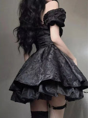 Aiertu Gothic Goth Harajuku Bandage Dress Sexy Off Shoulder Lace Mesh Mini Short Dresses Party Elegant Summer Outfits Aiertu