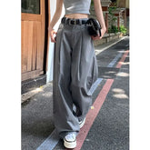 Aiertu Gray Vintage Suit Pants for Women Oversized Elegant Korean Fashion Slack Classic Trousers Office Ladies Palazzo Loose Aiertu
