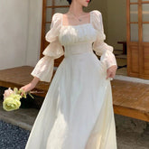 Aiertu DRESS TO IMPRESS Fashion Women Sweet Lovely A Line Skirt Elegant French Style Tighten The Waist 2024 Spring Summer New Dress Vintage Dress Aiertu