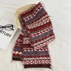 AIERTU - Women's Winter Scarf Sweet Warm Fel Island Style Knitted Wool Scarf High End Retro Thickened Warm Woolen Scarf Fashion Scarf Aiertu
