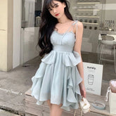 Aiertu Women's Sexy Mini Dress, Sleeveless, High Waist, Ruffle, Kawaii, Japanese, Young Girl, Casual Sundress, Summer, Aiertu