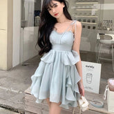 Aiertu Women's Sexy Mini Dress, Sleeveless, High Waist, Ruffle, Kawaii, Japanese, Young Girl, Casual Sundress, Summer, Aiertu