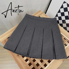 A-line Skirts with Belt Women y2k High Waist Short Skirt Buttons Skirt Female Clothing Female All-match Aiertu