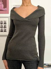 Aiertu -Solid Color Striped Sailor Collar Sweater aiertu