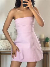 Aiertu - Pink Mini Tube Top Dress For Women Sexy Off Shoulder Slim Bow Backless Short Dresses Street Casual Party Fashion Dress Aiertu