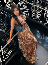 Aiertu - Luxury Floral Printed Strapless Maxi Dress For Women Vacation Hollow Out Waist Backless Long Dress Lady Evening Party Vestidos Aiertu