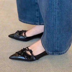 Aiertu - Pointed Toe Flats Women's Sandals Sexy Leather Shoes Summer Designer Loafers Dress Casual Shoes Office Mujer De Zapatillas Aiertu
