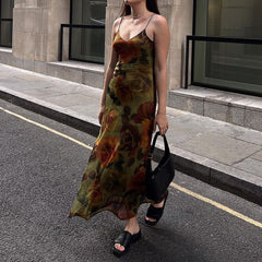 Aiertu - V Neck Floral Cami Maxi Dress Aiertu