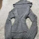 Aiertu - American High Street Knitted V Neck Long Sleeve Sweaters Y2k Aesthetic Harajuku All Macth Personality Punk Jumpers New Clothes Aiertu