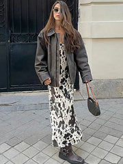 Aiertu - Leopard Print Long Dresses For Women Summer Chic Sexy U Collar Sleeveless Maxi Dress Streetwear Fashion Elegant A-line Vestidos Aiertu