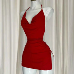 Aiertu Backless Bandage Dress Sexy Girl Black V Neck Elegant Irregular Slim Sweet Korean Women Mini Dresses 2025 New Fashion Nightclub Aiertu