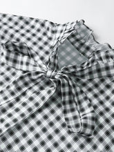 Aiertu - Elegant Plaid Lace Up Women Shirts 2026 Spring Ruffle Long Sleeve Single Breasted Simple Blouses Female Casual Loose Lady Tops Aiertu