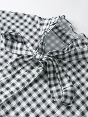 Aiertu - Elegant Plaid Lace Up Women Shirts 2026 Spring Ruffle Long Sleeve Single Breasted Simple Blouses Female Casual Loose Lady Tops Aiertu