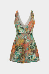 Aiertu - Floral Pattern V-Neck Sleeveless Mini Dress Aiertu