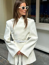 Aiertu - Women Fashion Solid Stand Collar Long Coat With Shoulder Pads Elegant Full Sleeves High Waist Coats Chic Lady Street Overcoat Aiertu