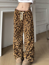 Aiertu - summer inspo Leopard Velvet Women Loose Long Pants Bow Y2k Retro Fashion Chic Warm Autumn New Trousers Design Street Style Aiertu