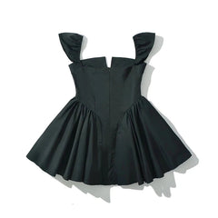 Aiertu - 2025 European And American Style Women Elegant Party Mini Dresses New Fashion Front Button Sexy Slit Slim Black Dress Aiertu