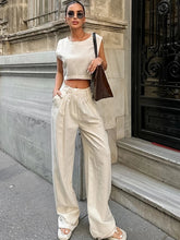 Aiertu - Summer Womem Fashion Round Neck Sleeveless Top Pants Suit Two-Piece Set Office Ladies Chic Pants Suits Womens Outfits Aiertu