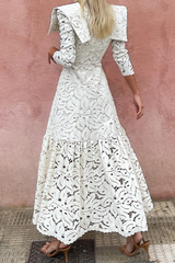 Aiertu - Elegant Lace Patchwork Half A Turtleneck Waist Skirt Dresses Aiertu