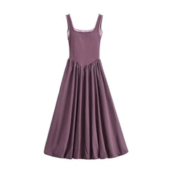 Aiertu - French pure desire sexy romantic large backless suspender dress female with bra summer seaside leisure long fake two-piece holid Aiertu