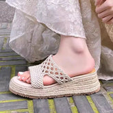 Aiertu - Wedges Platform Slippers Weave Women Sandals Fashion Summer Shoes New Designer 2026 Slingback Woman Flip Flops Zapatillas Mujer Aiertu