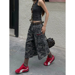 Aiertu - Women's Camouflage Cargo Jeans Harajuku Y2k Baggy Denim Trousers 90s Aesthetic Jean Pants Vintage 2000s Emo Trashy Clothes 2025 Aiertu