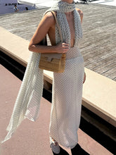 Aiertu - Sleeveless Elegant See Through Women Dress Halter Scarf Backless Summer Trend Clubwear Banquet Party Skinny Maxi Bodycon Aiertu