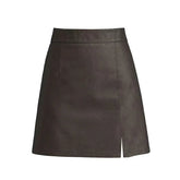Aiertu - party look snspos 2025 Autumn Winter New Casual High Waist Slimming PU Leather Hip Skirt for Small Women Fashion Korean Style A-Line Skirts Aiertu