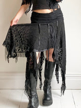 Aiertu - summer inspo Black Solid Goth Lace Midi Skirts Womens Asymmetrical Hem Chic Fashion Vacation Boho Outfits Aiertu