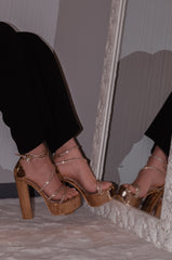 Aiertu Posh - Embellished Platform Block Heels, Glitter Detailing Straps, Glamorous Party Footwear, Bold & Eye-Catching for Special Occasions Aiertu