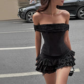 Aiertu Off Shoulder Solid Sexy Fashion Backless Strapless Fairycore Skirt Set 2025 Spring New Prom Party Evening 2 Pieces Set Aiertu
